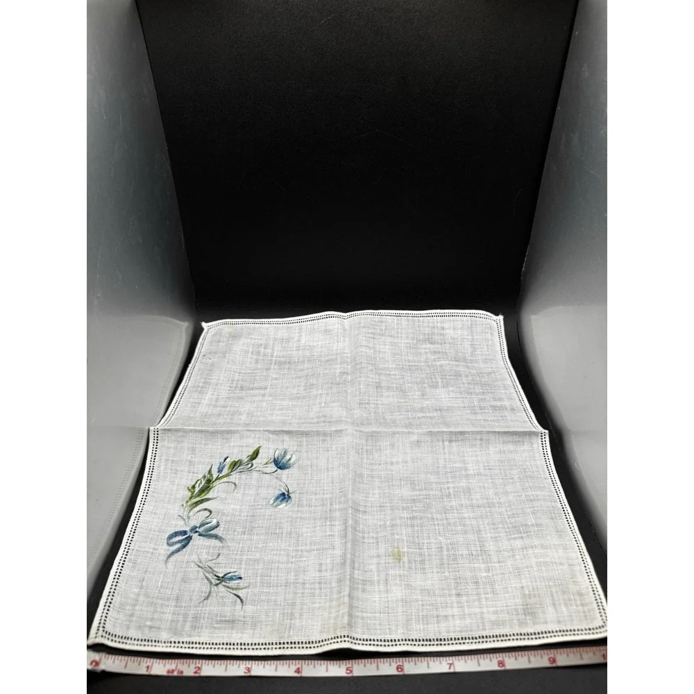 Vintage Flower And Bow Emboidered Hankerchief